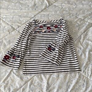 JCrew Striped Floral Embroidered Women's Top 
Size M
